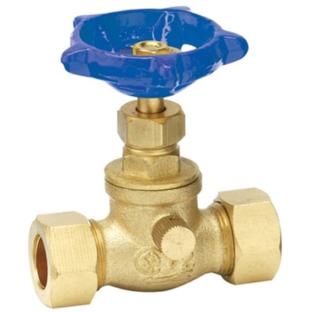 Homewerks Homewerks 220-1-12-12 Compression Brass Stop Valve - 0.5 in. 122579